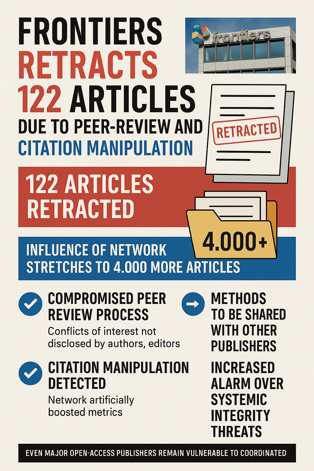 Frontiers Retracts 122 Articles Due to Peer Review and Citation Manipulation